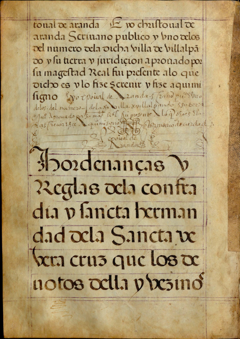 Ordenanzas de la Cofradía de la Santa Vera Cruz